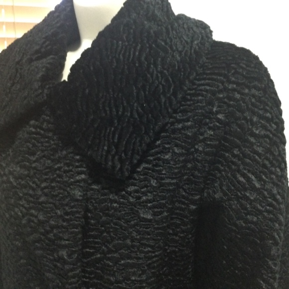 Talbots faux Persian lamb.Black size M Petite.Black jacket - Picture 2 of 16